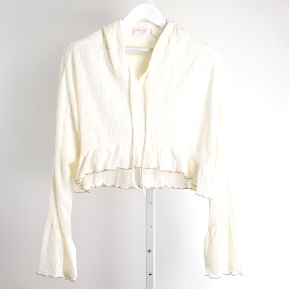 Out From Under Urban Outfitters Cropped Hoodie‎ Ruffle Long Bell Sleeve Medium M